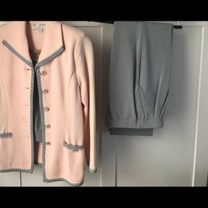 St. John Pink & Gray 3-pc knit suit size 2